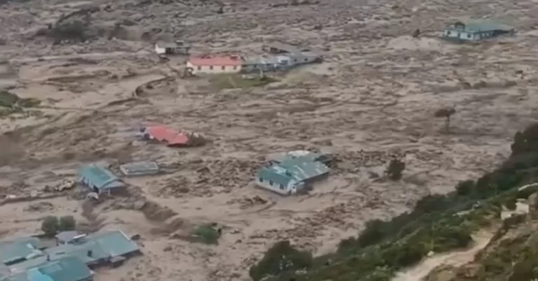 A catastrophic flood in Nepal's Solukhumbu District destroys half of Thame village august 2024