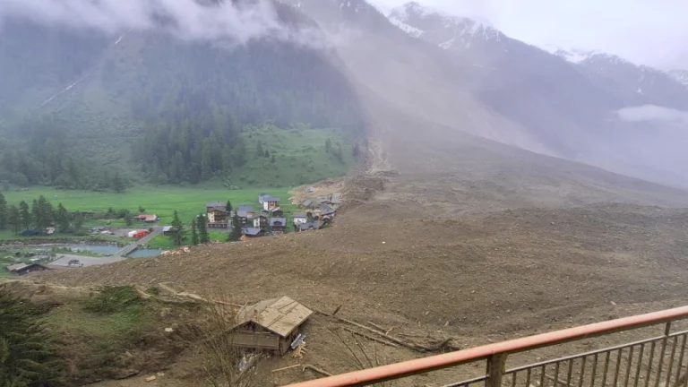 Blatten village buried in Debris after Birch Glaciers Collapse on May 28, 2025. Credit: Xavier Roseren