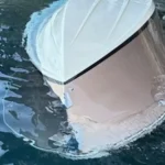 Capsized boat in Lake Tahoe on June 22, 2025