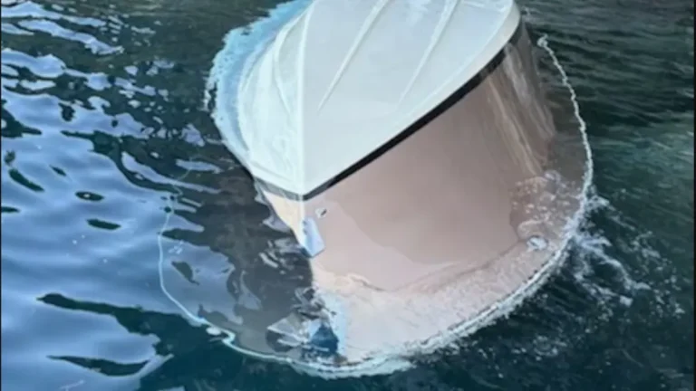 Capsized boat in Lake Tahoe on June 22, 2025