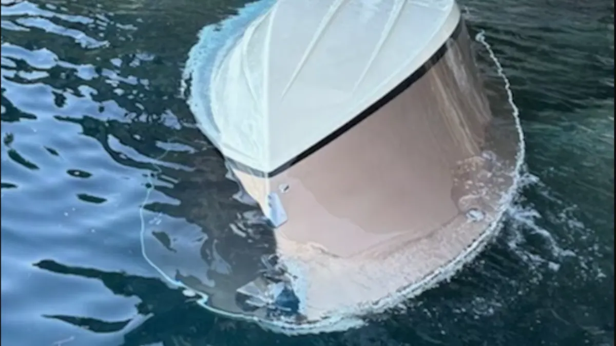 Capsized boat in Lake Tahoe on June 22, 2025