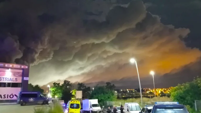 Chlorine cloud released after a fire in a Chemical factory in Spain on Saturday, May 10, 2025