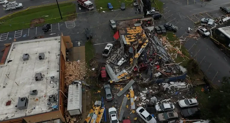Damage caused by EF3 Tornado that hit Rocky Nount, North Carolina, September 27, 2024.