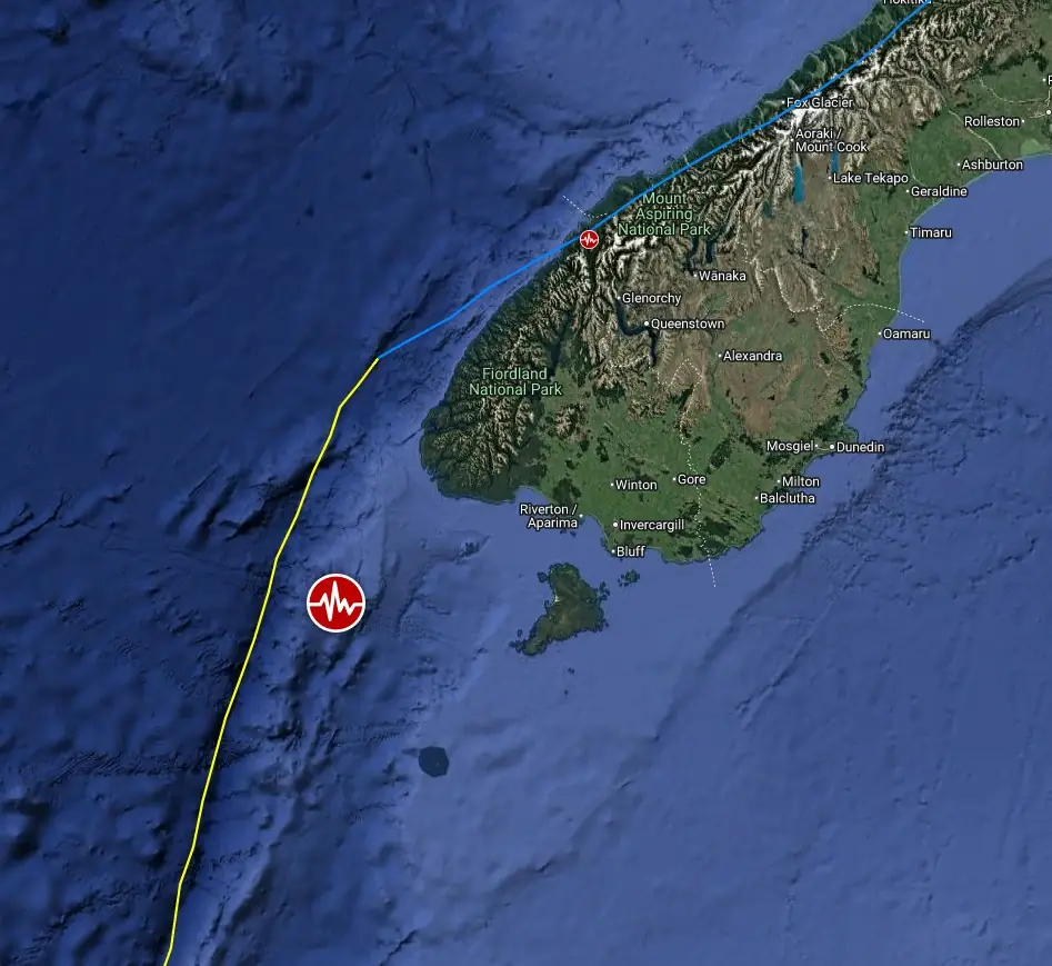epicenter location m6.3 earthquake south island new zealand july 7 2025 map