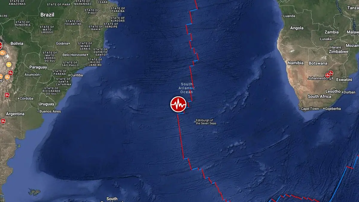 epicenter of m6.2 earthquake south atlantic ocean june 25 2025