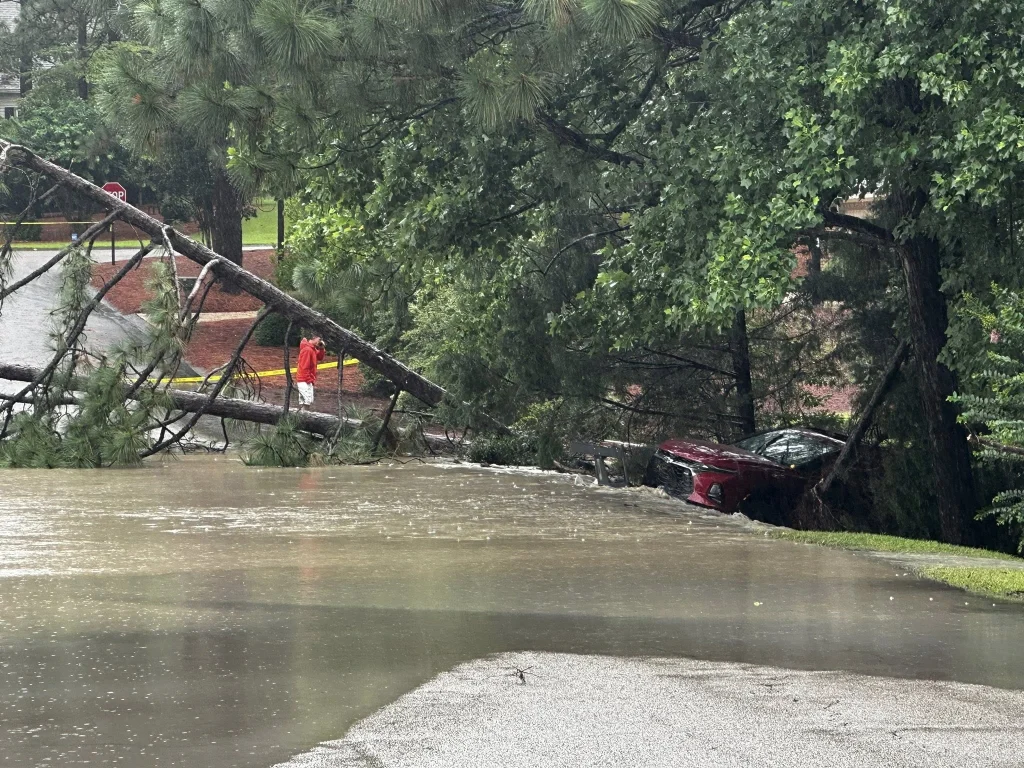 Flood damage in the Town of Southern Pines, North Carolina on July 6, 2025. Credit: Town of Southern Pines