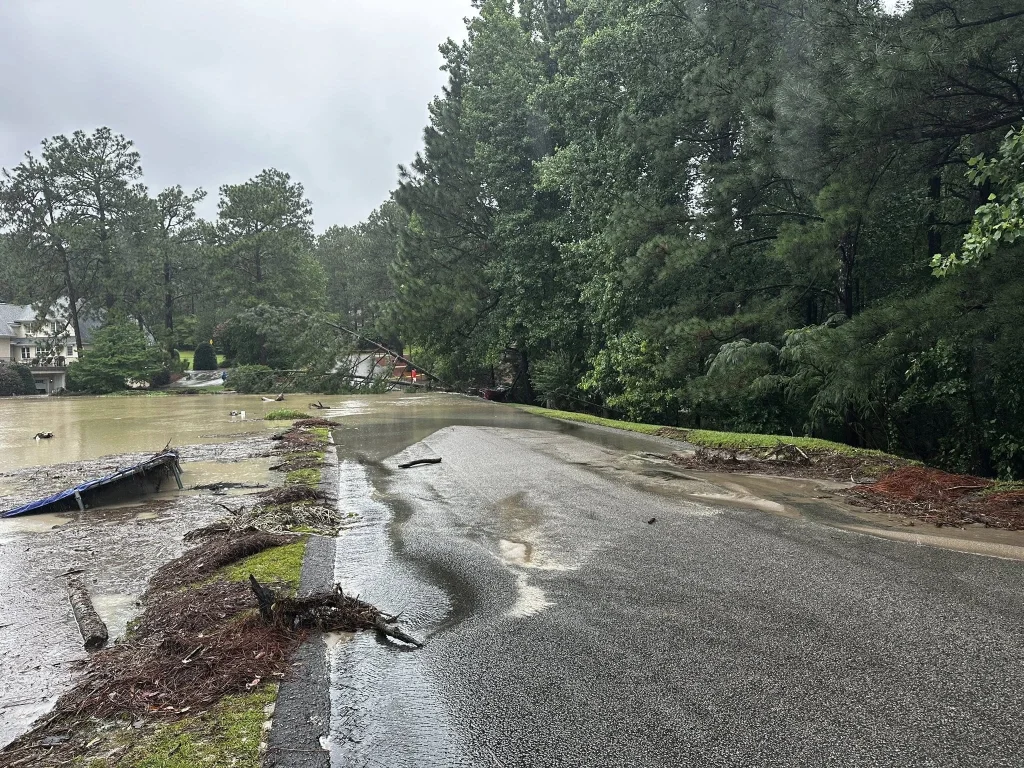 Flood damage in the Town of Southern Pines, North Carolina on July 6, 2025. Credit: Town of Southern Pines