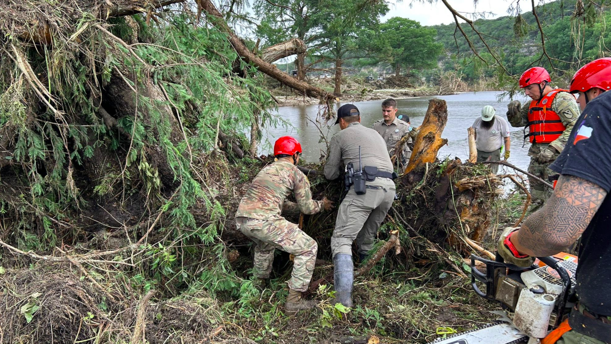 Local authorities working to clear out flood damage in central Texas following historic floods on July 4, 2025. Credit: Texas DPS