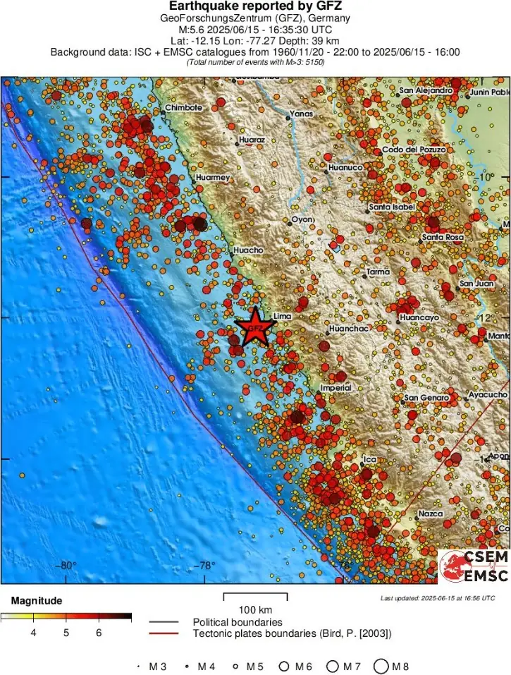 m6.1 (5.6) earthquake lima peru june 15 2025 emsc regional seismicity