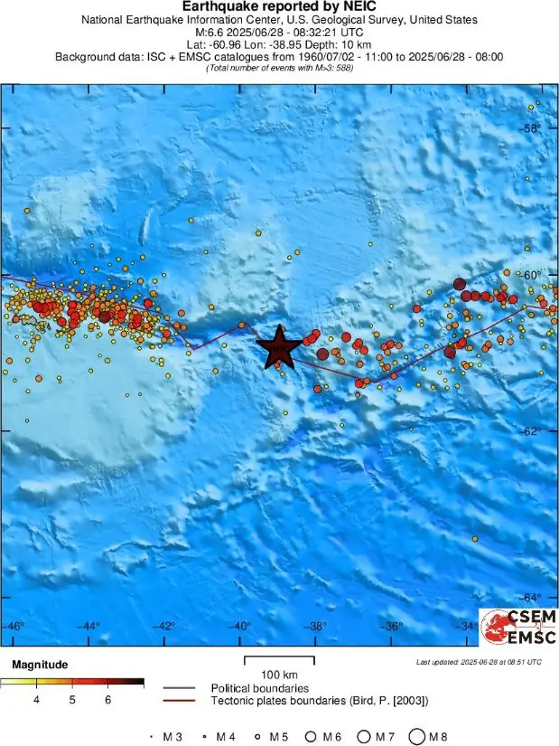 m6.6 earthquake scotia sea june 28 2025 emsc regional seismicity