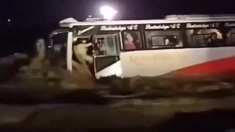 A bus swept away from flooding on June 19, 2025. Credit: Volcaholic