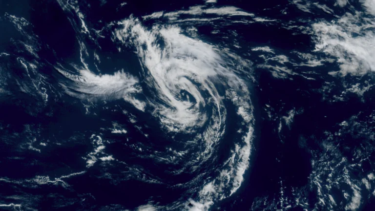 Satellite image of Tropical Storm Andrea. Credit: GOES-East RAMMB/CIRA, The Watchers. Acquired at 15:00 UTC on June 24, 2025