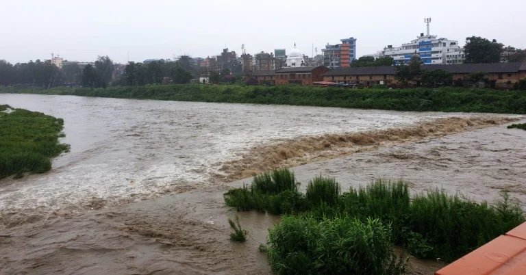 Severe floods in Nepal's Kathmadu Valley.