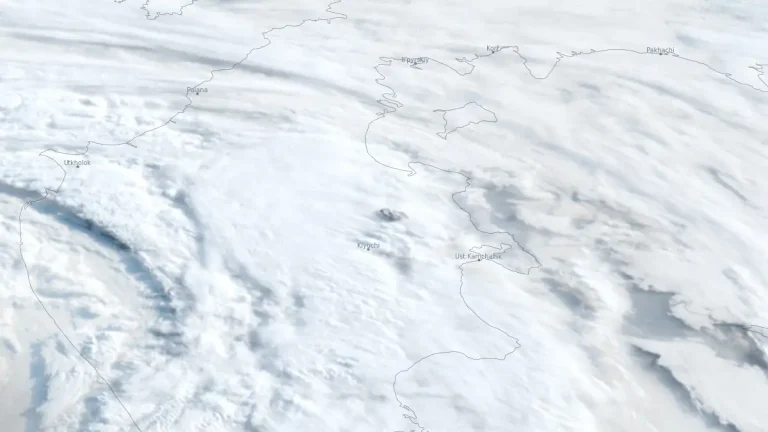 sheveluch volcano eruption satellite image at 1900 utc on may 16 2025