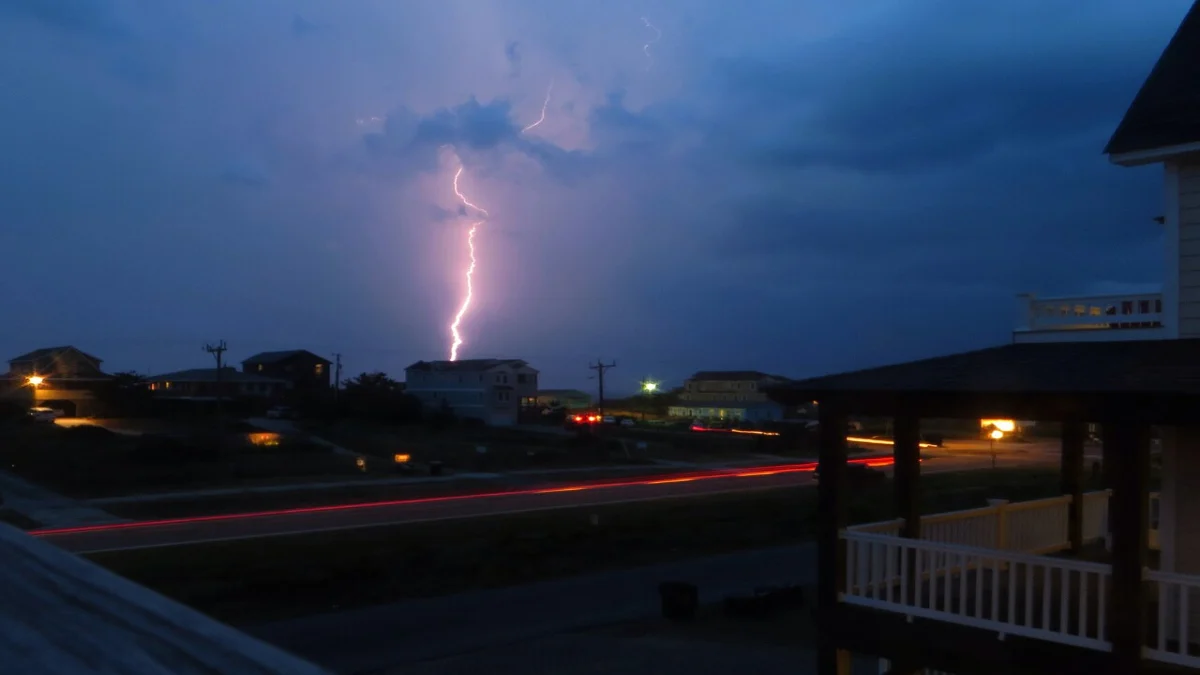 A thunderstorm observed from a house in North Carolina.