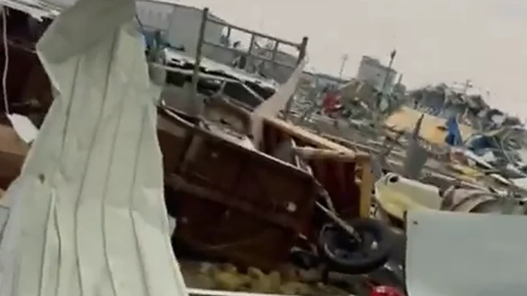 Tornado damage in Cangzhou China on July 2, 2025