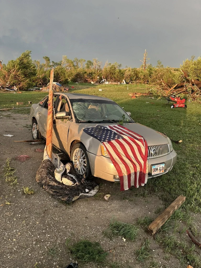 Tornado damage south of Kadoka on June 28, 2025. Credit: Kadoka Volunteer Fire Department.
