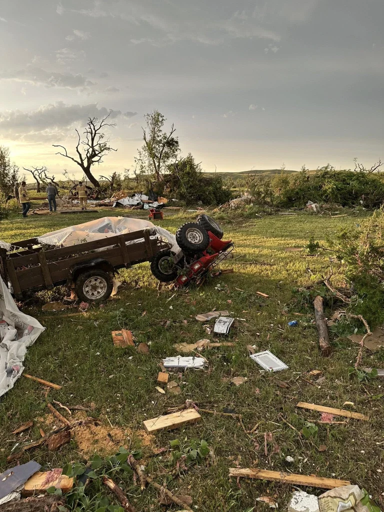 Tornado damage south of Kadoka on June 28, 2025. Credit: Kadoka Volunteer Fire Department.